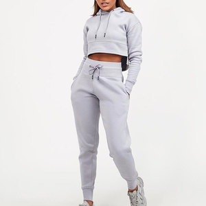 Sudadera con capucha con logotipo personalizado del fabricante, Sudadera corta con capucha de 2 piezas para mujer, sudadera y Sudadera con capucha para mujer - Product Image 5