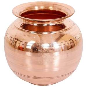 Lota de cobre puro ecológico hecho a mano con tapa, equipo de cocina para el hogar, hinduismo, reglas de entrada para el hogar nupcial, Lota - Product Image 5