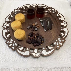 Bandeja de Regalo y Decoración para el Hogar de Lujo para Ramadán y Eid, Bandeja de Diseño Árabe Artesanal con Incrustaciones de Nácar - Product Image 6