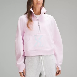 Venta al por mayor de sudadera de mujer con media cremallera y pantalones cortos de 2 piezas Joggers conjunto de ropa informal de mujer con media cremallera conjuntos de sudadera - Product Image 6