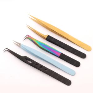 Titanio negro 90 grados 7mm agarre de diamante pinzas de extensión de pestañas de acero inoxidable herramienta de alta belleza con etiqueta privada - Product Image 6