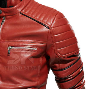 Chaqueta de Cuero Teñido para Hombre, Estilo Casual con Cierre, Ajustada, Nueva Llegada - Product Image 4