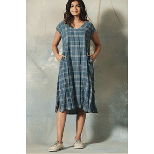 Aparna Cotton Check - Ropa Transpirable Azul Ceniza, Cómoda y Elegante - Product Image 1