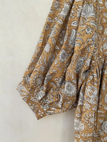 Vestido Maxi Casual Estilo Boho de Talla Única con Cuello Redondo, Mangas Largas, Cierre con Cordón, Cintura Natural, Ecológico, para Playa o Trabajo