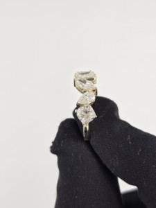 Lab Grown <b>Diamond</b> <b>Ring</b> In 14K 18K Yellow Gold | Oval Center <b>Diamond</b> With Half Moon Side Stones | Women Engagement Fine Jewelry - Product Image 2