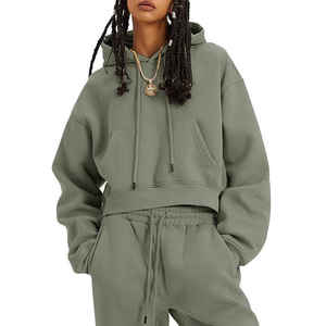 Customized Tracksuit <b>For</b> <b>Women</b> Ladies Hooded Tracksuits <b>Women</b> Adults Autumn <b>Jogging</b> Velvet Track <b>Suit</b> / 100% cotton tracksuit - Product Image 6