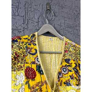 Veste kimono matelassée en coton faite à la main, imprimé floral, style bohème, à porter comme vêtement d'extérieur - Product Image 3