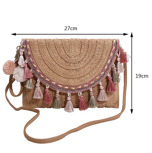 Bolso de mano de paja trenzado de moda, multicolor, elegante, para playa, personalizado, para mujer, al por mayor - Product Image 3