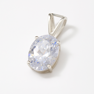 จี้รูปไข่ประดับเพทาย ชุบโรเดียม เงินสเตอร์ลิง ดีไซน์เรียบง่าย ลายตัวเลข เครื่องประดับสำหรับผู้หญิง Rhaya Jewels-Anniversary ขนาด 14 มม. - Product Image 2