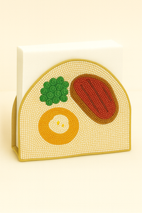 Diseño exclusivo Hamburguesa Papas fritas y Ketchup Diseño de comida rápida Servilletero decorativo Bordado de cuentas artesanales Artículos de decoración de mesa - Product Image 3