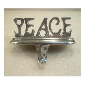 Peace Word Silver Metal Stocking Holder para Navidad Home Party Decorativo - Product Image 1