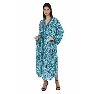 Vestido Largo de Seda Azul con Estampado Floral para Mujer, Talla Única, Kimono, Conjunto de Camisola, Traje de Baño, Ropa de Playa - Product Image 4