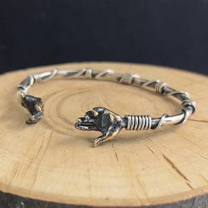 Men's Gothic 925 Sterling <b>Silver</b> Hand Sign <b>Bracelet</b> Adjustable Barbed Wire Style <b>Cuff</b> for Anniversaries Fashion Bangle - Product Image 1