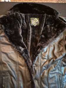 Men's Winter Genuine Leather jacket <b>Sherpa</b> <b>Lined</b> jacket - Product Image 2