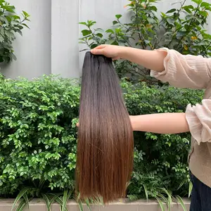 2束棕色尖端头发丝滑光滑直纹理-由越南人单供体头发编织制成的100%