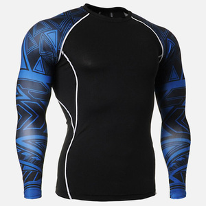 MMA Rash Guard Traje de baño de manga larga O Cuello Impreso Pantalones cortos de sublimación con tela de punto bordada - Product Image 2