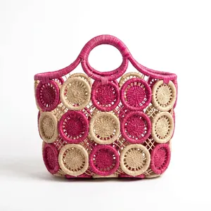 Cesta de Almacenamiento de Macramé de Rafia Hecha a Mano, Organizador Tejido, Tamaño Personalizado para Decoración del Hogar y la Cocina - Product Image 3