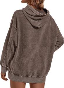 Sudadera con Capucha Estilo Vintage Lavada al Ácido para Mujer, Impresión Personalizada, Algodón, Talla Grande, 2026 - Product Image 5