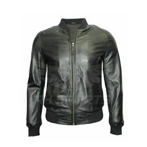 Custom Streetwear chaqueta de cuero de la motocicleta de los hombres de la Universidad Campus parche Logo Bomber chaqueta de cuero de los hombres - Product Image 1