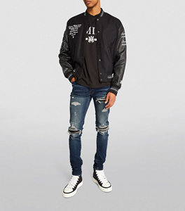 กางเกงยีนส์มีซิปสำหรับผู้ชายกางเกงผ้าเดนิมเข้ารูปทันสมัยพิมพ์ลายหน้าจอออกแบบโลโก้ตามต้องการ - Product Image 4