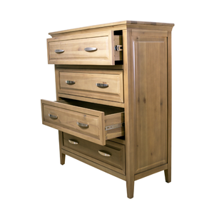 Commode en bois Tallboy à 4 tiroirs de marque ADELA Meubles de chambre à coucher en bois massif du Vietnam Usine prête à assembler quantité minimale de commande bas - Product Image 3