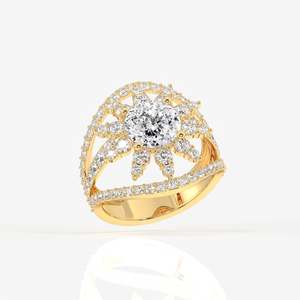 14K <b>Gold</b> Moissanite Diamond <b>Cocktail</b> <b>Ring</b> Portuguese Cut Elegant Portuguese Cut Moissanite Diamond <b>Cocktail</b> 14K <b>Gold</b> <b>Ring</b> - Product Image 3