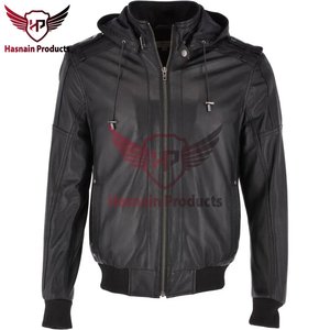 Blouson Bomber Homme en Cuir Véritable Marron Foncé avec Capuche, Épaulettes en Cuir de Vachette, Bordure en Tricot Côtelé, Style Classique Personnalisé, Vêtement d'Extérieur Chaud pour l'Hiver - Product Image 5