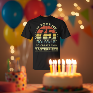 ผลงานชิ้นเอกของเสื้อยืดวันเกิดครบรอบ 75 ปี โดยผู้สูงอายุ 75 ปี สำหรับใช้ในเชิงส่งเสริมการขาย - Product Image 3