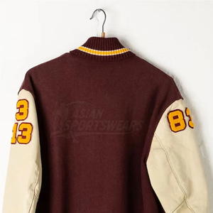 High Quality Custom Logo <b>Leather</b> Varsity <b>Jackets</b> Genuine Long Sleeve Classic Letterman Apparel - Product Image 3