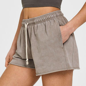 Pantalones Cortos Casuales de Algodón Francés 100% del Fabricante, Cintura Elástica, Transpirables, para Mujer - Product Image 4