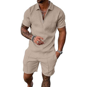 Nouveaux hommes Shorts ensembles à manches courtes T-shirt Shorts été hommes tenue deux pièces Shorts T-shirt rue haute - Product Image 5