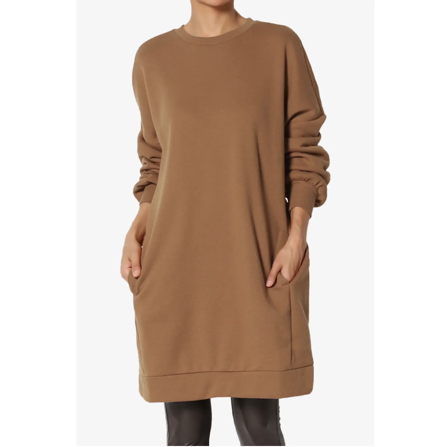Fleece Custom Blank Women s Drop Shoulder Ladies Loose Fit elongated Sweatshirt with logo