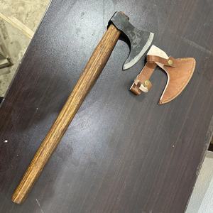 Jexmoo Custom 19.5" Stainless Steel Splitting <b>Axe</b> Tomahawks Rosewood <b>Handle</b> Leather Sheath Outdoor Gift Dad Handmade Industrial - Product Image 6