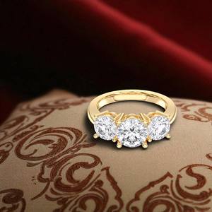 Anillo de compromiso de solitario de moissanita de 1,10 quilates, K Juego de puntas de oro macizo de 10/14K/18K para mujer - Product Image 2