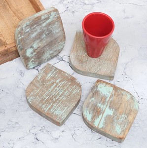 Doublure bleue et marron Design ensemble de sous-verres en bois de qualité supérieure sous-verres élégants faits à la main pour la décoration de table de bureau à domicile - Product Image 4