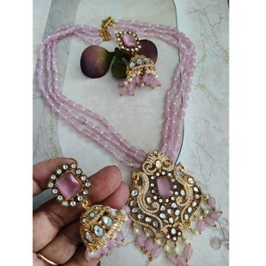 Elegant Best Quality <b>Gold</b> Plated Luxury Pearls Look Necklace <b>Set</b> With <b>Earrings</b> for Wedding And Party Wear Collection For Women - Product Image 1