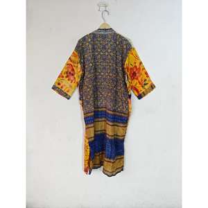 Bathrobe Silk Kimono Robe <b>for</b> <b>Women</b> Indian Silk Sari Kimono Night <b>Dress</b> Gown Unique Vintage Sleepwear Robe Open Kimono With <b>Belt</b> - Product Image 6