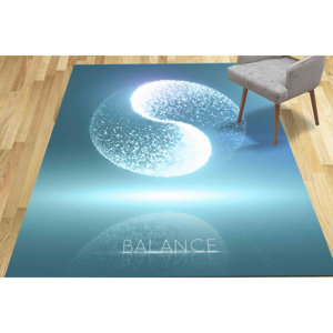 Alfombra Yin Yang: Círculo Zen Azul, Alfombra con Detalles Brillantes, Alfombra Estampada, Alfombra Suave con Pelo Corto - Product Image 5