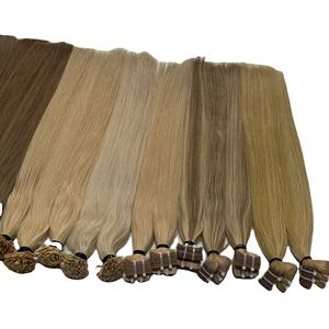 Prix de gros de cheveux vierges bruts de donneur unique pas d'emmêlement pas de perte de ruban Ins Tip Extensions de cheveux humains à pointe plate couleur de cheveux bruts 613 - Product Image 5