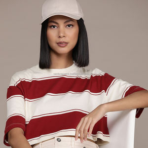 Nardon Apparel T-shirt à manches courtes 100% coton pour femmes, mode sexy avec décoration à boutons pour l'été - Product Image 1