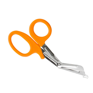 Ciseaux chirurgicaux à bandage en acier inoxydable 18cm (7 ") Ciseaux utilitaires EMT à poignée en plastique orange manuelle - Product Image 4