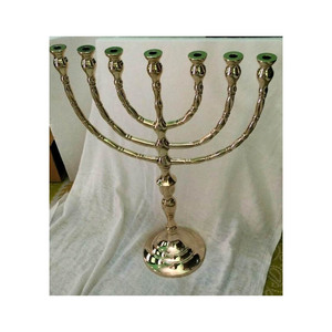 Traditional Menorah Candle Holder Gold Color Attractive Design 7 <b>Branches</b> Hanukkah Candelabra Table Centerpiece Decor - Product Image 1