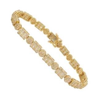 Exclusivo Brazalete de Plata de Ley con Diamante Cultivado en Laboratorio, Corte Redondo, Cuatro Puntas, Color G, Certificado, para Mujer - Product Image 1