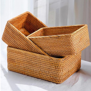 Panier à fleurs artificielles en rotin naturel pour la décoration du salon, le stockage des aliments et les cadeaux, style moderne fait à la main - Product Image 5