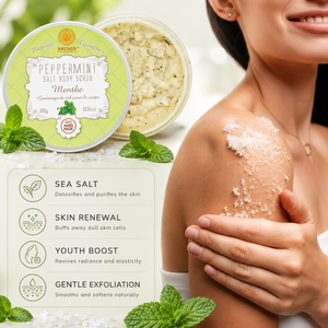 Peppermint Sea Salt <b>Body</b> <b>Scrub</b> Natural Exfoliating <b>Body</b> <b>Scrub</b> with Cocoa Butter Coconut Oil Grapeseed Oil Vitamin E Refreshing - Product Image 2