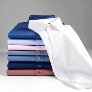 Nouvelle chemise pour homme en fibre de bambou, manches longues, anti-froissement, sans repassage, coupe ajustée, décontractée, élégante, pour le bureau, chemises blanches et bleues, 5XL 6XL - Product Image 5