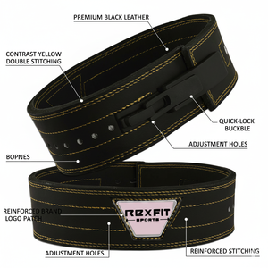 เข็มขัดยกน้ำหนักหนัง Rexfit Sports พร้อมโลโก้สั่งทำพิเศษ สำหรับการฝึกซ้อมในยิมและการฝึกความแข็งแรง - Product Image 3