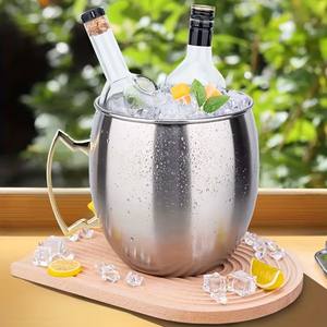 Luxury Stainless Steel <b>Ice</b> <b>Bucket</b> with Elegant Handle Insulated Body Keeps Wine and <b>Drinks</b> Perfectly Chilled for Parties - Product Image 1