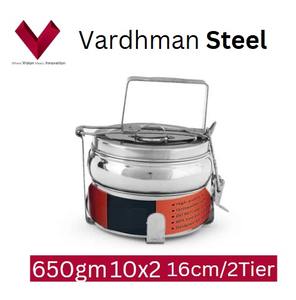 Boîte à lunch en acier inoxydable de qualité supérieure, 2 compartiments, design indien, qualité alimentaire, 10x2, vente en gros pour les boîtes à lunch scolaires - Product Image 5