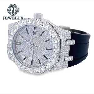 Montre en diamant Moissanite de qualité supérieure pour hommes VVS Qualité Mouvement à quartz Bande de caoutchouc Montre-bracelet analogique Hip Hop - Product Image 1